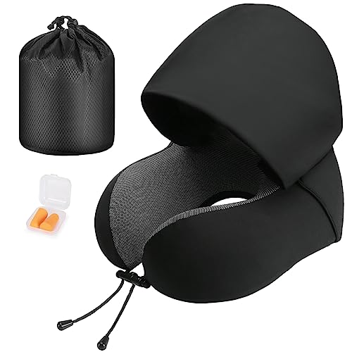 Cirorld Memory Foam Travel Pillow with Hood