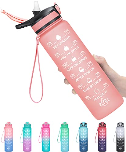 MEITAGIE 32oz Motivational Sports Water Bottle