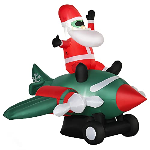 Christmas Inflatable Santa Claus Flying an Airplane