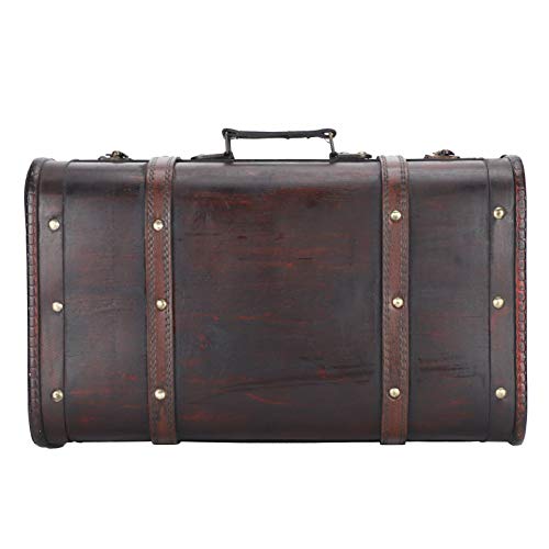 Vintage Wooden Suitcase with Buckle Lock - Stylish and Spacious Storage