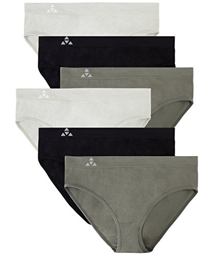 Seamless Bikini Panties 6-Pack - Grey/Charcoal/Black - Large