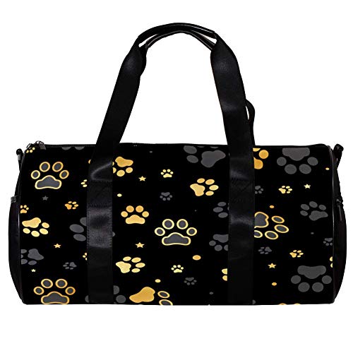 LEVEIS Gold Dog Paw Print Duffel Bag