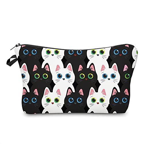 Black and White Cat Pattern Cosmetic Bag