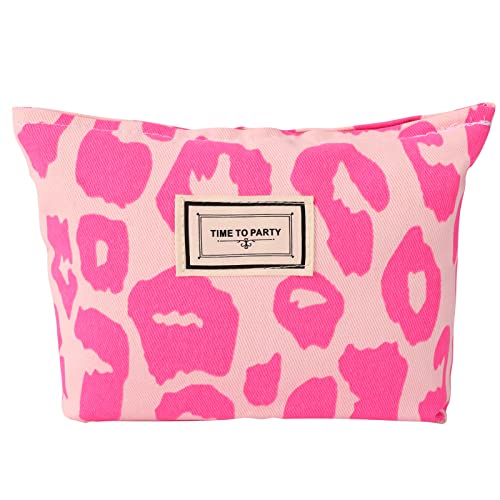 Pink Leopard Print Cosmetic Bag