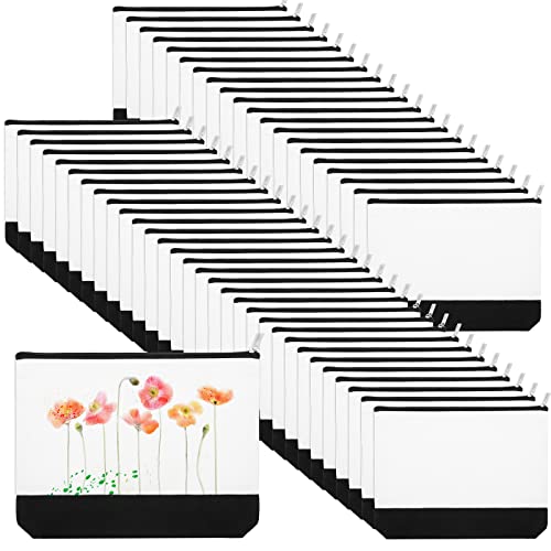 Inbagi 50 Pcs Canvas Makeup Bags Bulk Sublimation Blank Inbagi 50 Pcs Canvas Makeup Bags Bulk Sublimation Blank