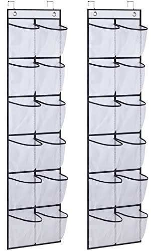 MISSLO Shoe Organizer 12 Pockets, 2 Pack