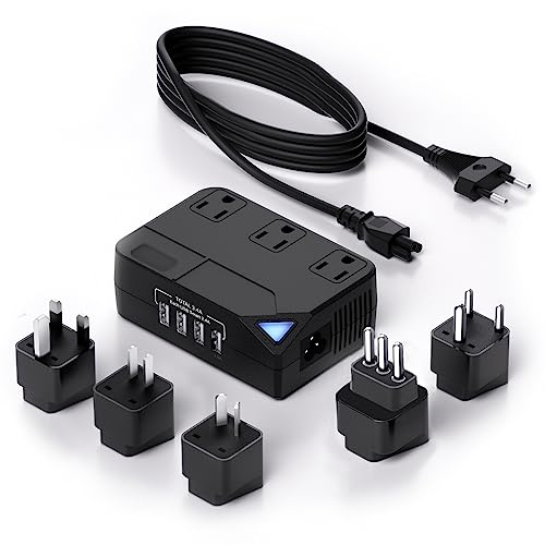 Travel Voltage Converter with USB Ports and AC Plugs