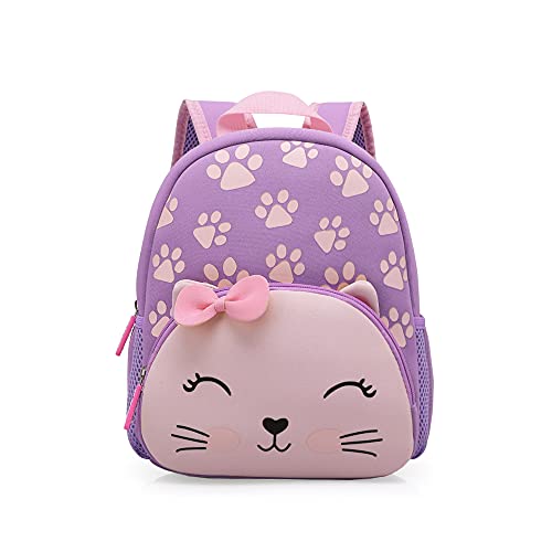 KK CRAFTS Toddler Backpack for Kids (Purple Cat)