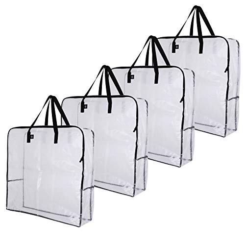 Extra-Large Clear Storage Bags with Handles and Zippers