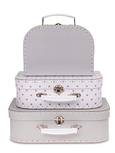 Vintage Decorative Storage Boxes - Gray Stars Design