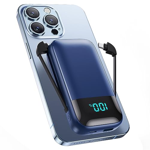 Small Portable Charger with Built-in Cables