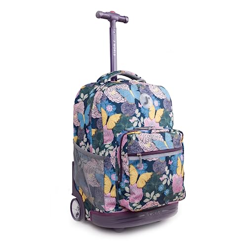 J World New York Sunrise Kids Rolling Backpack for Girls Boys Teen