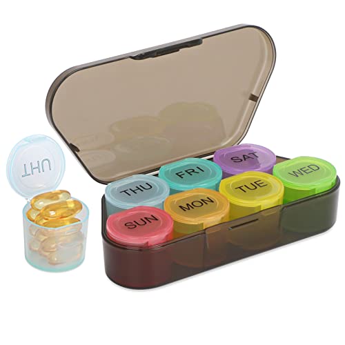 Portable Rainbow-Colored Pill Organizer - NatureTouch Weekly Pill Box