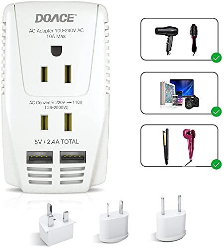 Upgraded DoAce C11 Travel Voltage Converter with USB