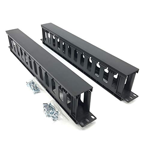 QiaoYoubang 2 Pack Horizontal Rack Mount Cable Management Organizer