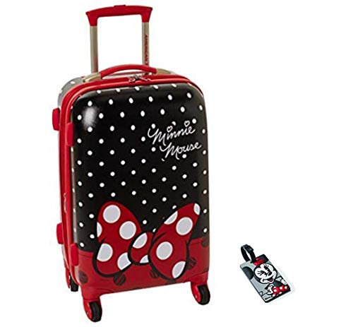 Minnie Mouse Red Bow Hardside Spinner 21 with Matching ID Tag