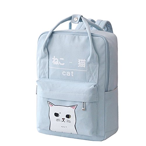 Cute Kawaii Cat Canvas School Backpack