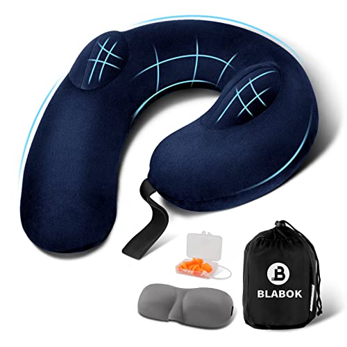 Inflatable Neck Pillow for Travel - Blue