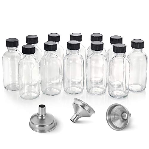 Small Clear Glass Bottles with Lids & Funnels - Mini Travel Essential Bottles