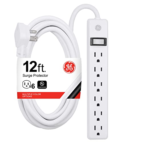 GE 6-Outlet Power Strip, 12 Ft Extension Cord