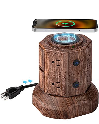 Power Strip Tower with Wireless Charger