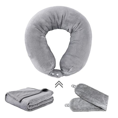 2-in-1 Soft Fleece Travel Blanket and Neck Pillow