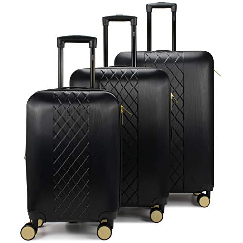 Badgley Mischka Diamond 3 Piece Spinner Wheels Luggage Set