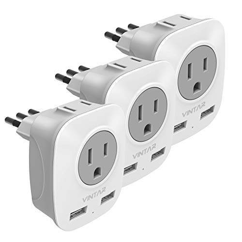 [3-Pack] VINTAR Italy Travel Power Adapter