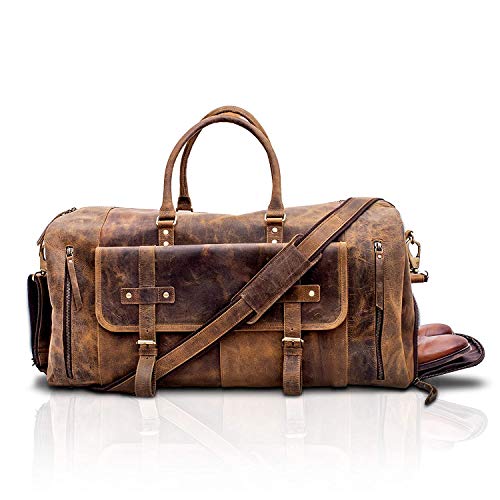 KomalC 24 Inch Leather Duffel Bags