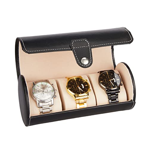 LETURE 3-Slot Watch Roll Travel Storage Organizer