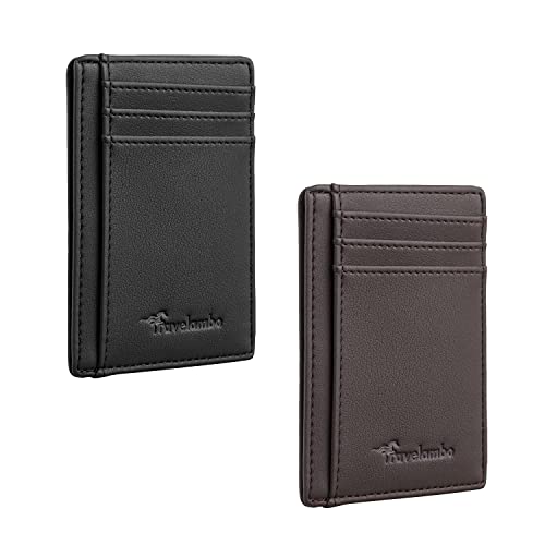 Travelambo Minimalist Leather Slim Wallet RFID Blocking