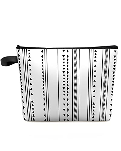 Boho Black Stripes Makeup Bag