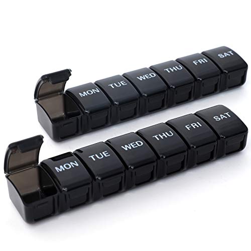Small Weekly Pill Organizer 2-Pack (Black)