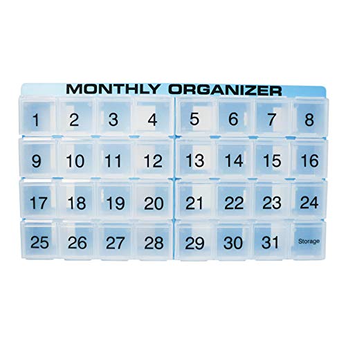 Monthly Pill Organizer - 31 Compartments, 1 per Day