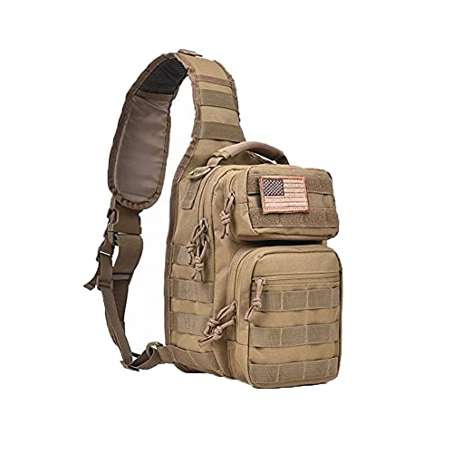 REEBOW GEAR Tactical Sling Bag Pack - Small Size Tan