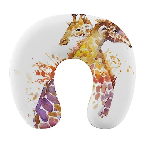 Watercolor Giraffes Neck Pillow for Traveling