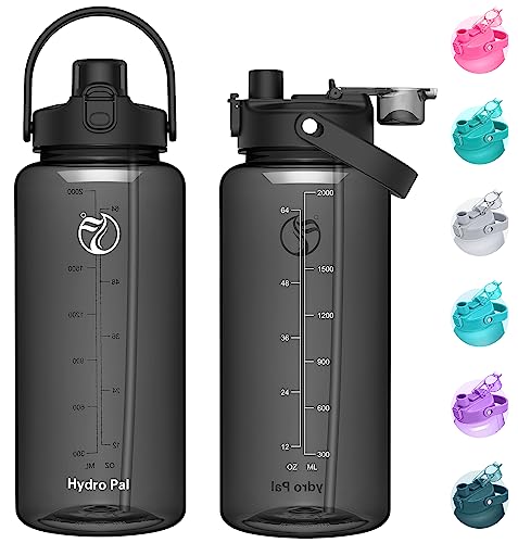 Half Gallon Water Bottle with Times to Drink and 2-in-1 Lid