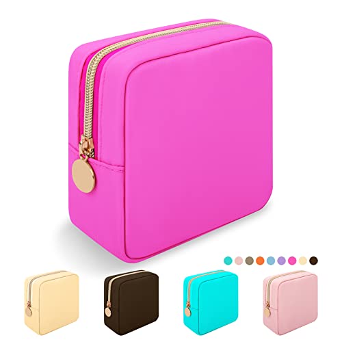 Hot Pink Nylon Mini Makeup Bag
