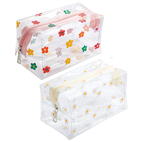 ASkinds 2 Pack Flower Clear Makeup Bag