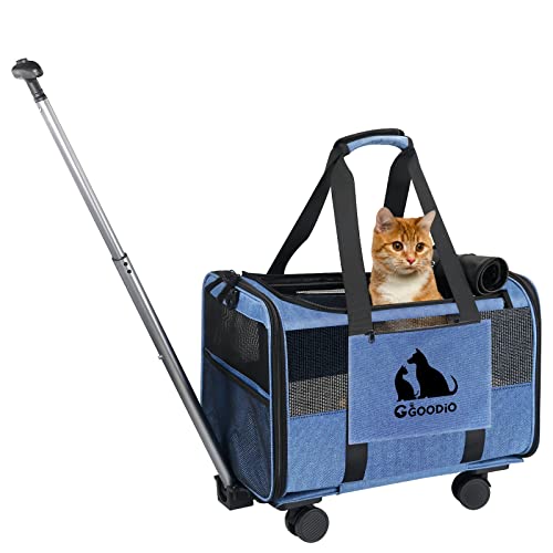 Rolling Pet Carrier with Telescoping Handle and Detachable Bag