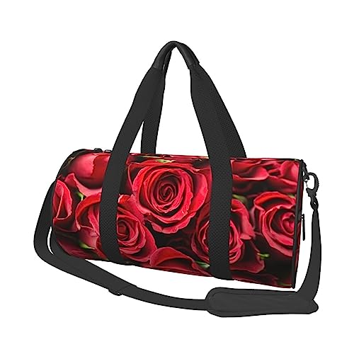 Stylish and Durable Red Rose Printed Travel Bag
