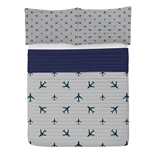 Ambesonne Airplane Microfiber Bedspread Set