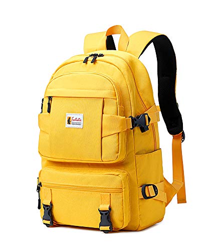 AGOWOO Lightweight College Backpack with USB Charger Port (Yellow)