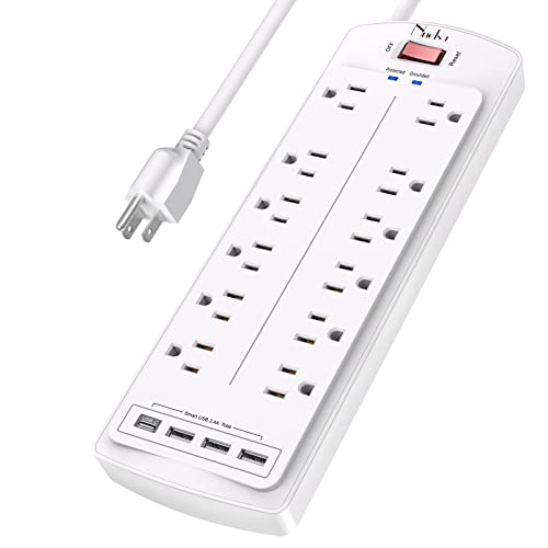 Nuetsa Surge Protector with 12 Outlets and 4 USB Ports