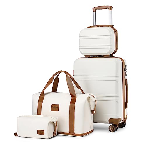 Kono 4-Piece Hardside Spinner Luggage Set - Cream White