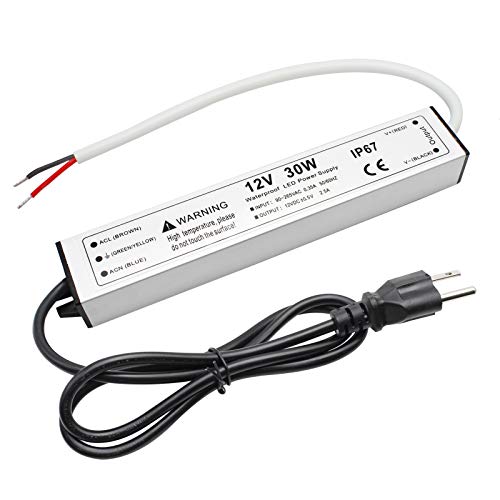 Waterproof LED Power Supply, 12V DC Converter, 30W