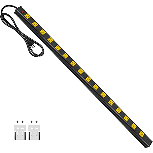 JUNNUJ Long Metal 16 Outlet Power Strip