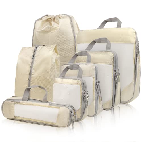 SYCARON 7 Set Travel Packing Cubes for Suitcases