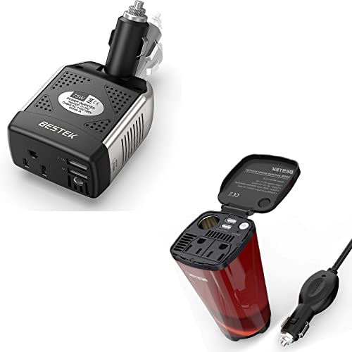 BESTEK 75W Power Inverter with 2 AC Outlets and USB Ports