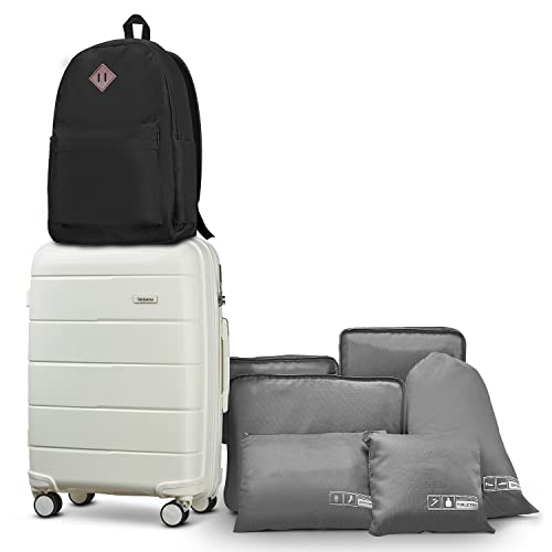 Joyway Luggage Set 24 Inch Checked Suitcase with Spinner Wheels
